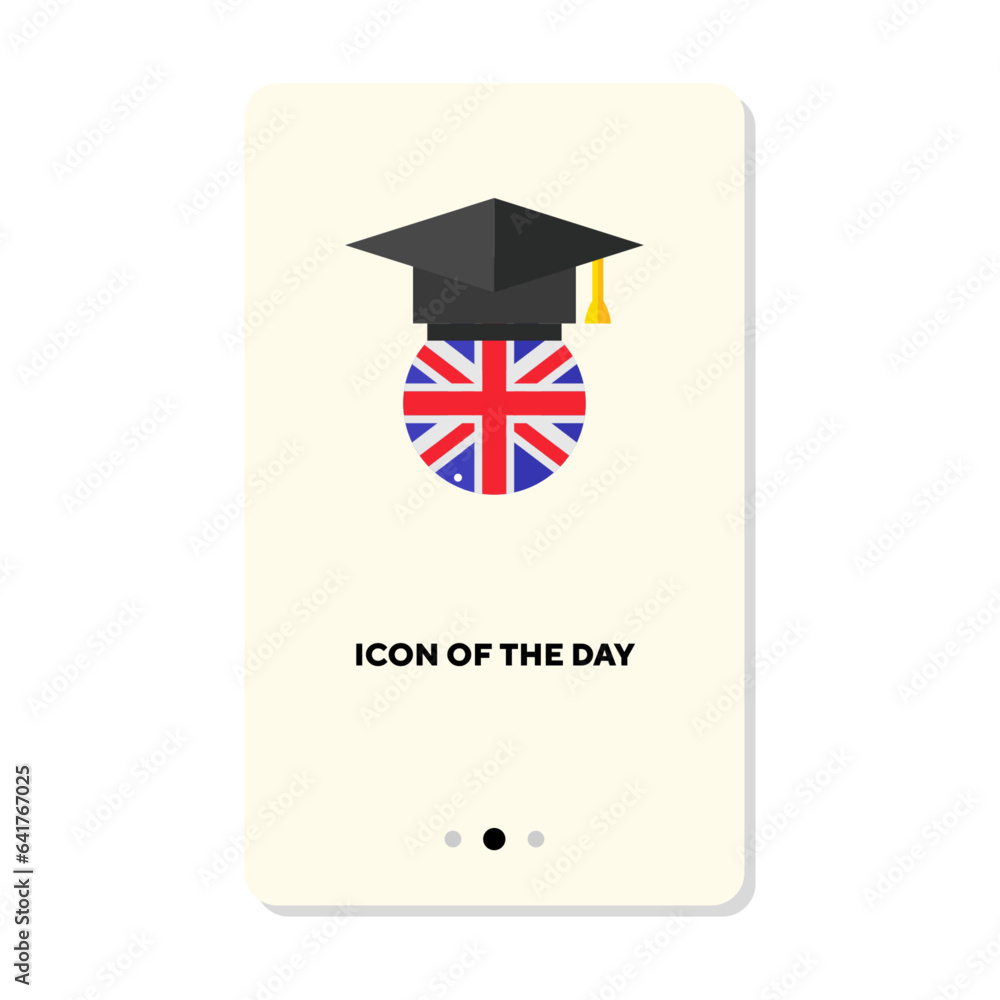 Aufkleber knowledge vector icon. uk flag in graduation cap isolated sign. education concept. vector illustrati