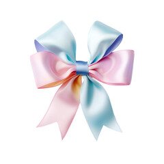 Beautiful multicolored blue with pink bow on transparent background, png