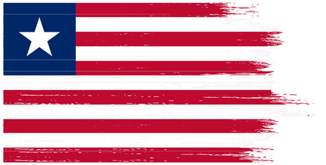Liberia flag with brush paint textured isolated  on png or transparent background