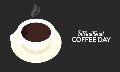 Flat International Day of Coffee Design Background Concept