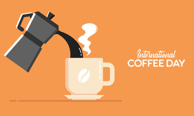 Flat International Day of Coffee Design Background Concept