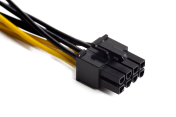 Power supply 8 pin cable isolated on white or invisible png background