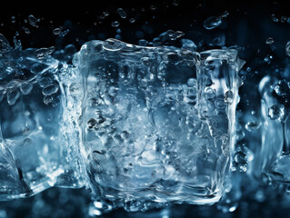 Macro Close-Up of Ice Cubes