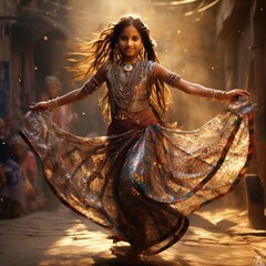 Indian girl dancing national dance