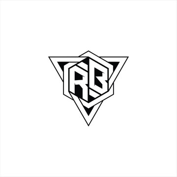 recommend clip art: RB Letter Logo monogram hexagon shape with triangle geometric outline sharp modern design