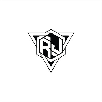 recommend clip art: RJ Letter Logo monogram hexagon shape with triangle geometric outline sharp modern design