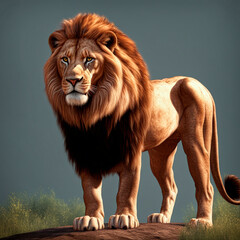 Obraz premium illustration created by artificial intelligence engine of a lion with a mane