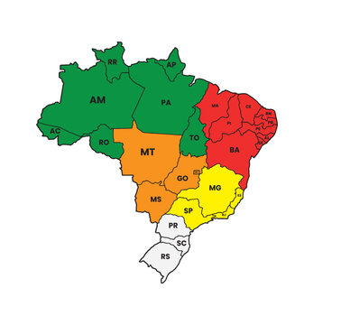 Vetor pais brasil linhas de divis&atilde;o das cidades