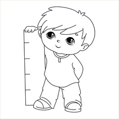 vector outline coloring boy schoolboy cartoon child student