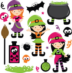 Cute Little Halloween Witches