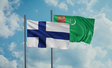 Turkmenistan and Finland flag