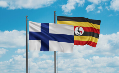 Uganda and Finland flag