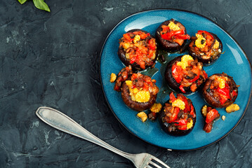 Plate with stuffed mushrooms
