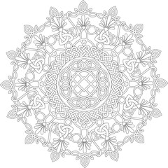 Celtic ornament circular mandala adult coloring page