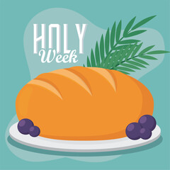 Isolated bread without yeast Holy week Vector