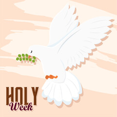 Isolated white dove Holy week Vector