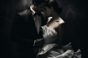 portrait of an elegant couple in romantic embrace