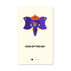 Indian culture flat icon. Indian elephant decorated and dressed up in festive clothes isolated vector sign. Ethnicity and tradition concept. Vector illustration symbol element