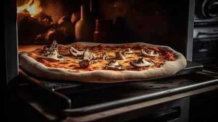Foto op Canvas Restaurant traditional wood fired pizza oven pizzeria inside © Banana Images