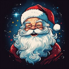 Beautiful portrait of Santa. A beautiful image with the image of Santa. Christmas card, poster. Bright colors and clear lines convey a festive mood