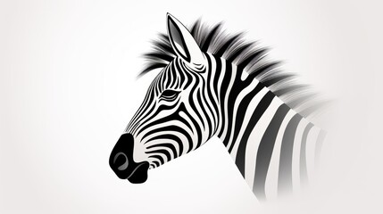Zebra head and neck illustration isolated on white background.