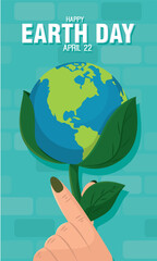 Hand holding our planet as a flower shape Earth day Vector