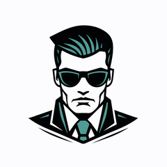 Secret Agent character cartoon logo vector symbol