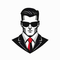 Secret Agent character cartoon logo vector symbol