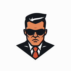 Secret Agent character cartoon logo vector symbol