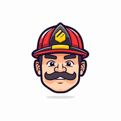 Firefighter in helmet, symbol logo vector