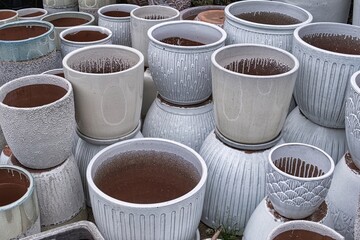 Decorative flower ceramic pots and vases.