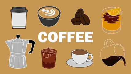 coffee set hand drawn illustration