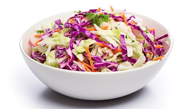 Coleslaw in bowl isolated on white background