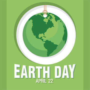 Monochrome Earth day poster with our planet Vector