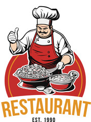 Illustrator of Chef Restaurant Sign Logo