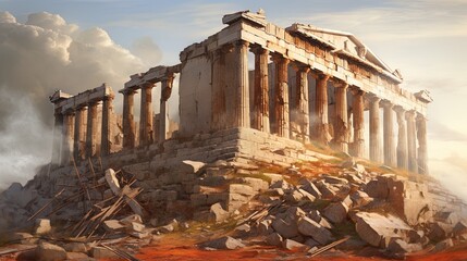 temple of the goddess athena Greek Parthenon, generated by ai - obrazy, fototapety, plakaty