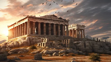 Photo sur Plexiglas Vieil immeuble temple of the goddess athena Greek Parthenon, generated by ai