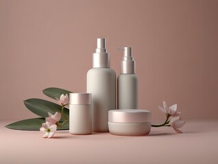 Obraz na płótnie Canvas Skin care product presentation. Colorful mock up. Skincare, beauty and spa.