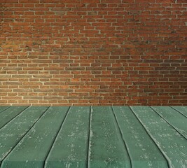 brick wall and wood floor