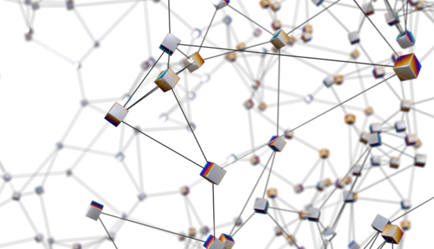 technology with polygonal shapes on dark blue background.