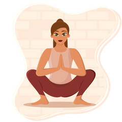 Isolated cute girl character doing yoga exercises Vector