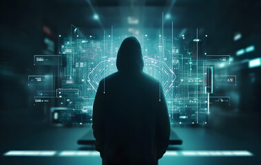 Fototapeta Anonymous hacker. Concept of cybercrime, cyberattack, dark web. obraz