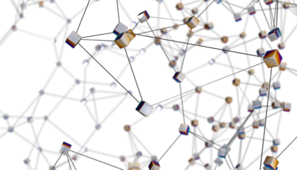 technology with polygonal shapes on dark blue background.