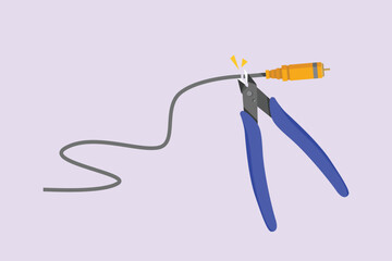 Cord cutting concept. Colored flat vector illustration isolated. 