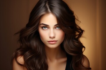 Fototapeta premium A young woman with beautiful hair, generative AI