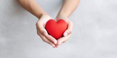 Obraz premium Red heart in hand, generative ai