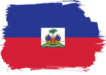 Hand-drawn brush stroke flag of HAITI country flag vector illustration