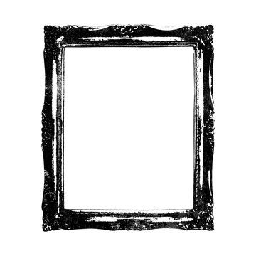 Vintage picture frame stencil illustration stamp in distressed grunge style isolated on transparent background