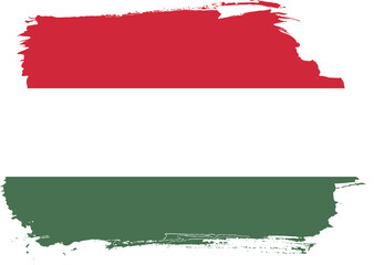 Hand-drawn brush stroke flag of HUNGARY. country flag vector illustration