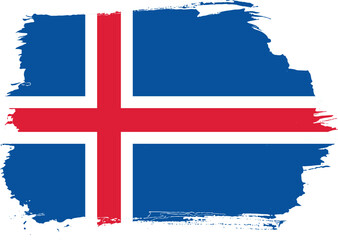 Hand-drawn brush stroke flag of ICELAND country flag vector illustration